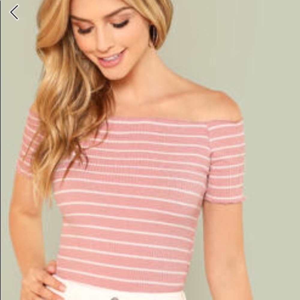Off The Shoulder Striped Baby Tee